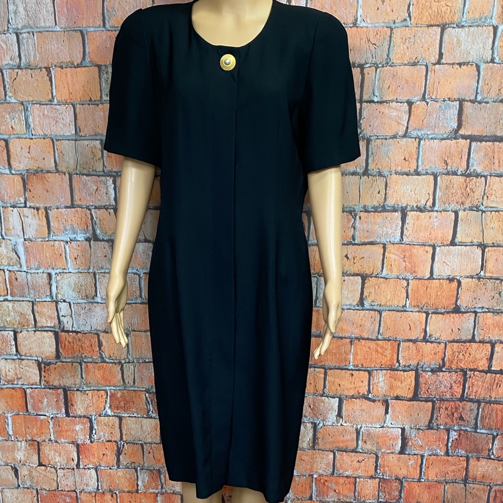 Vintage Liz Claiborne Black Button Front Dress